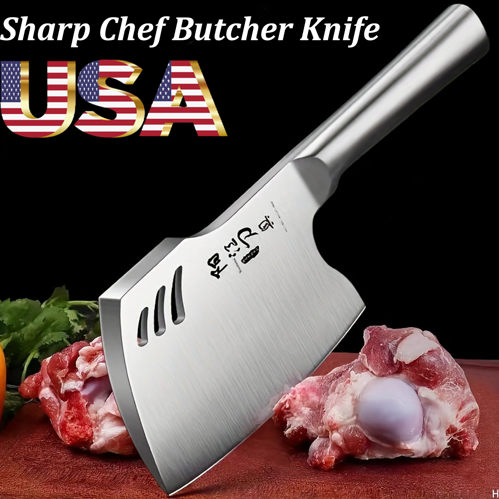 Professional Heavy Duty Bone Chopper Butcher Knife Meat Cutting Cleaver Knife