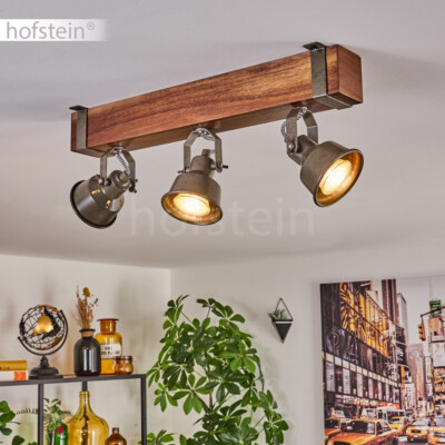 Wohn Schlaf Zimmer Leuchte Flur Strahler Holz Grau/grün Industrial Decken Lampen