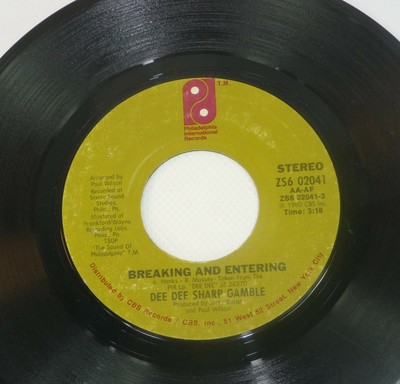 Dee Dee Sharp Gamble  ''Breaking And Entering'' EX 1980 US 7'' 45 PHILLY SOUND Soul