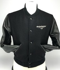 HD Harley-Davidson Cafe Las Vegas Letterman Varsity Wool Leather Jacket Women L