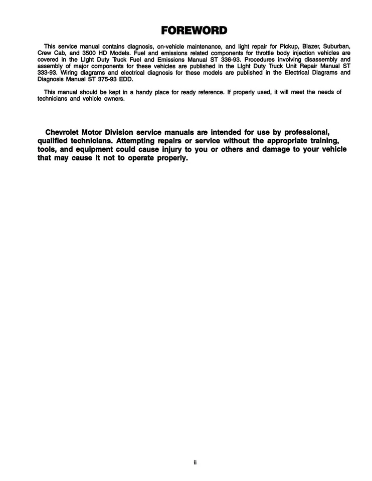 Manual de serviço de caminhão Chevrolet modelos C/K 1993 - Imagem 3 de 4