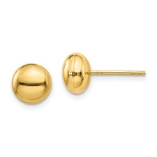 14k Yellow Gold Polished 8mm Ball Button Post Stud Earrings 0.32 Inch