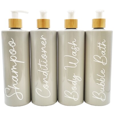   Grau Glanz Badflaschen 500ml, Shampoo Conditioner Schaumbad Duschgel