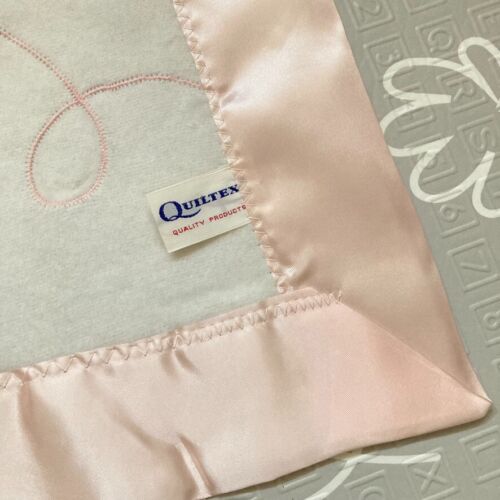 Manta de bebé Quiltex de colección con ribete satinado apliques de tulipán rosa - Imagen 4 de 8
