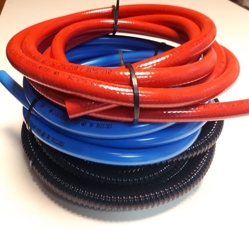 2m RED & BLUE 12mm I/D FRESH WATER HOSE + 2m 3/4" WASTE PIPE CAMPERVAN