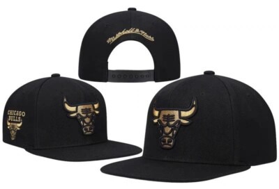 Chicago Bulls Hat Snapback Adjustable Fit Cap Black Gold Logo, Limited edition