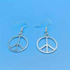 1 Pair Round Peace Sign Dangle Pendant Earrings