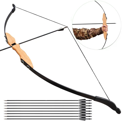 52'' Archery Recurve Bow 40LBS Hunting Arrows Set Wooden Bow for Adults Beginner - Picture 8 of 16
