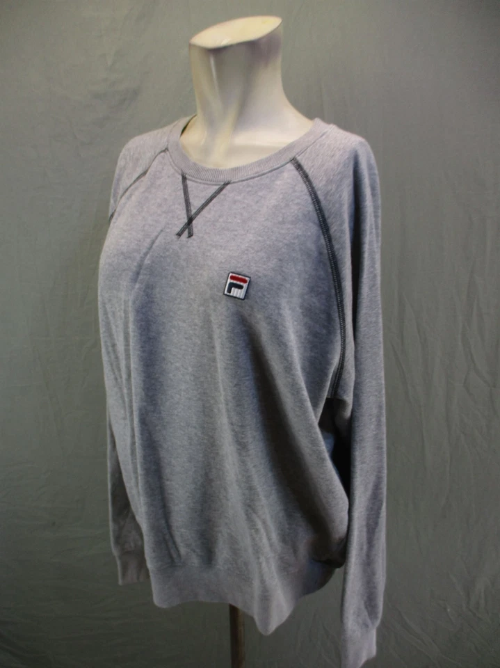 Camiseta deportiva de manga larga FILA talla 2XL gris mezcla de algodón cuello redondo 218 Foto 3 de 4