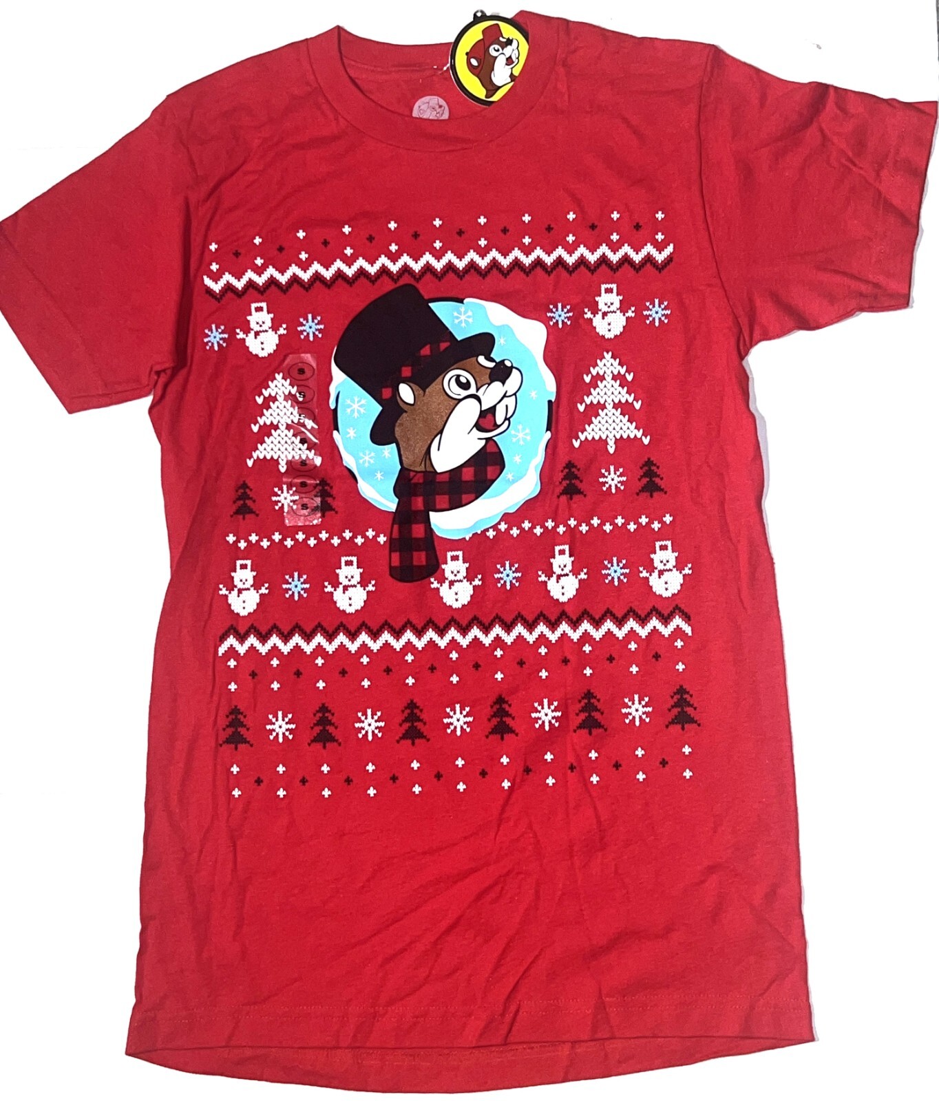 Buc-ees Holiday Christmas Red Worth Melting For Snowman Winter T-Shirt Top S NEW