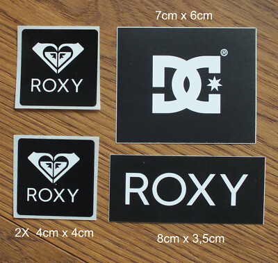 4 X Sticker Aufkleber Roxy DC Shoes USA Surf Windsurf Skateboard Skate BMX 
