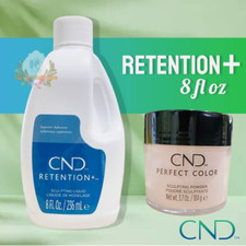 Creative CND Nail RETENTION + Plus Monómero Líquido 8 OZ + Polvo Rosa Cálido 3.7 OZ