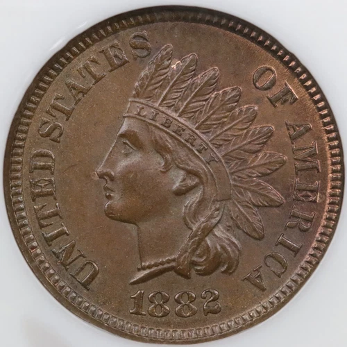 1882 1c Indian Head Cent - NGC MS 65 RB, NGC FATTY Holder