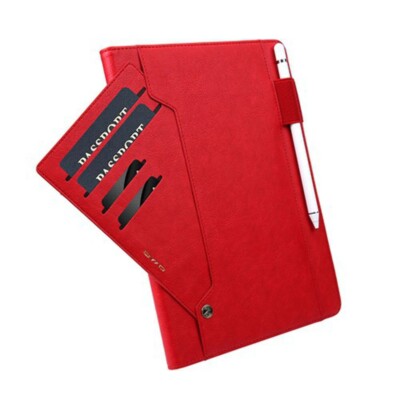 CMAI2 Leather Card Slots Case w/Stylus Holder for iPad Mini 1/2/3/4/5 RED
