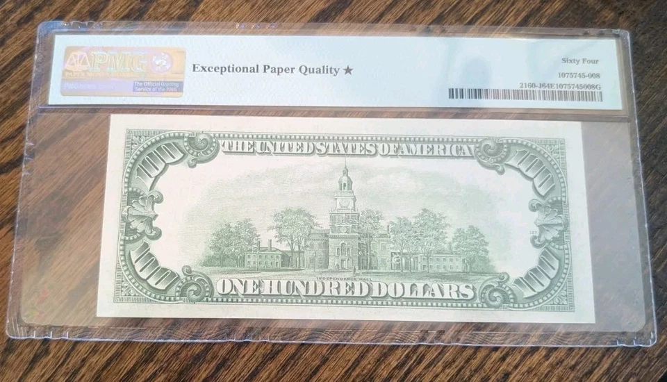 1950C $100 Federal Reserve Note Kansas City PMG Choice Unc 64 EPQ STAR - Image 2 of 2