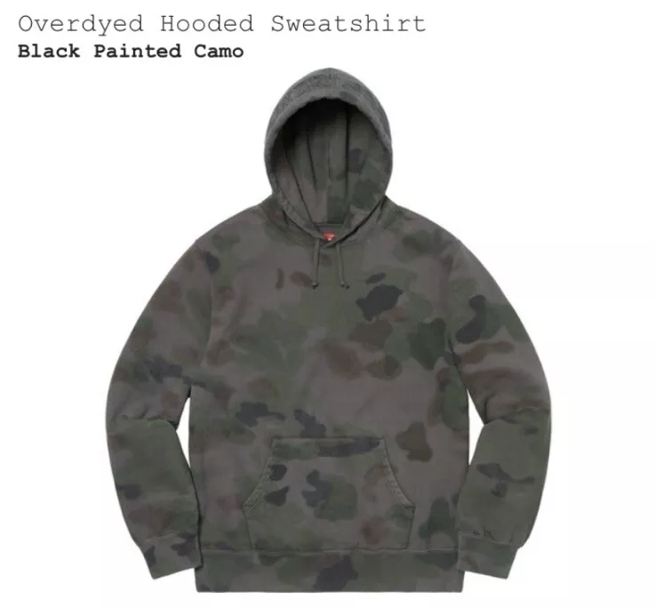 SS20 SUPREME Sudadera con capucha te ida negra Pintada CAMO M Medio NUEVO NWT Box Logo Bape