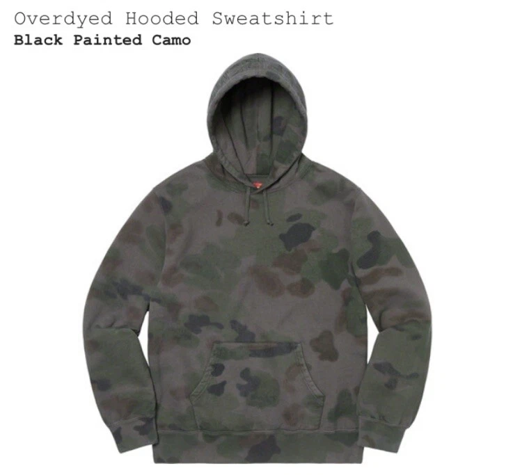 Sweat à capuche SS20 SUPREME overdyed peint en noir CAMO M moyen NEUF AVEC ÉTIQUETTES boîte logo Bape