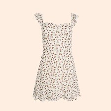 Reformation Binx Dress Mini Sleeveless Dress with Ruffled Trim Rose Bud Print 10