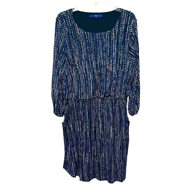NWT Women s Apt. 9 Teal Multicolor Blouson Dress With Pocket s, Size XL
