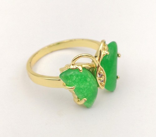 Anello farfalla zirconi giada verde ghiaccio originale 18 kgp misura: 6,7,8,9 - Foto 7 di 14