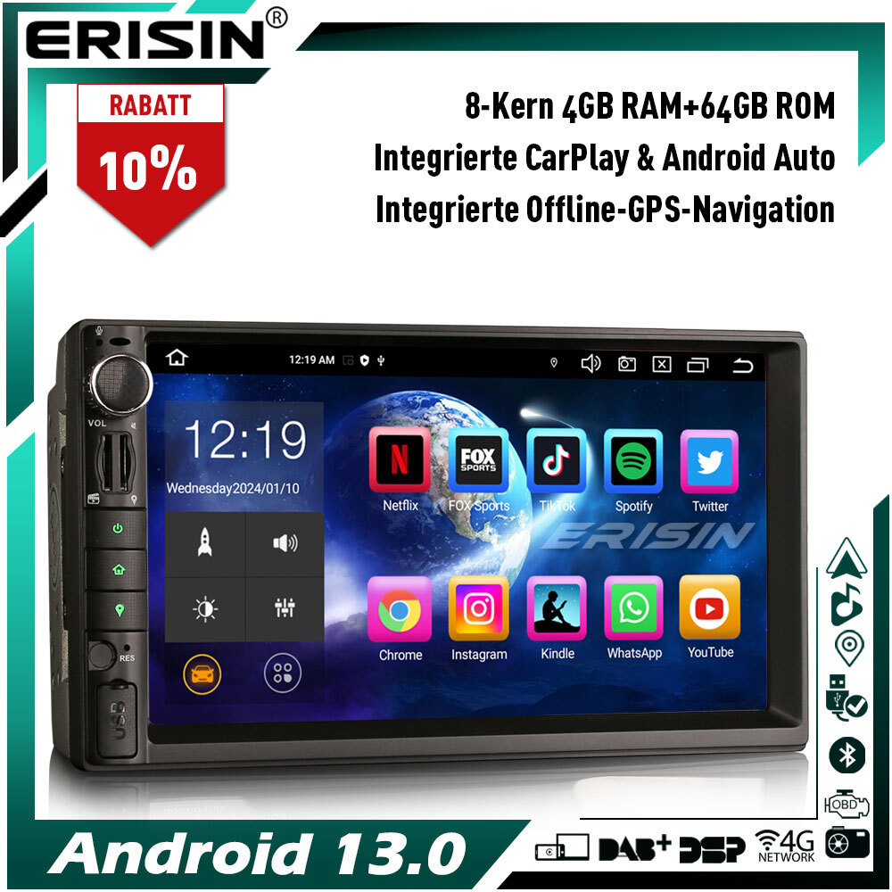 Autoradio Android 13 Con Bluetooth E CarPlay - 8.8" 4GB+64GB Per VW, Seat, Skoda - Foto 4