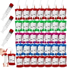 50 Packs Halloween Blood IV Bags for Drinks, Halloween Drinks Pouches Reusable J