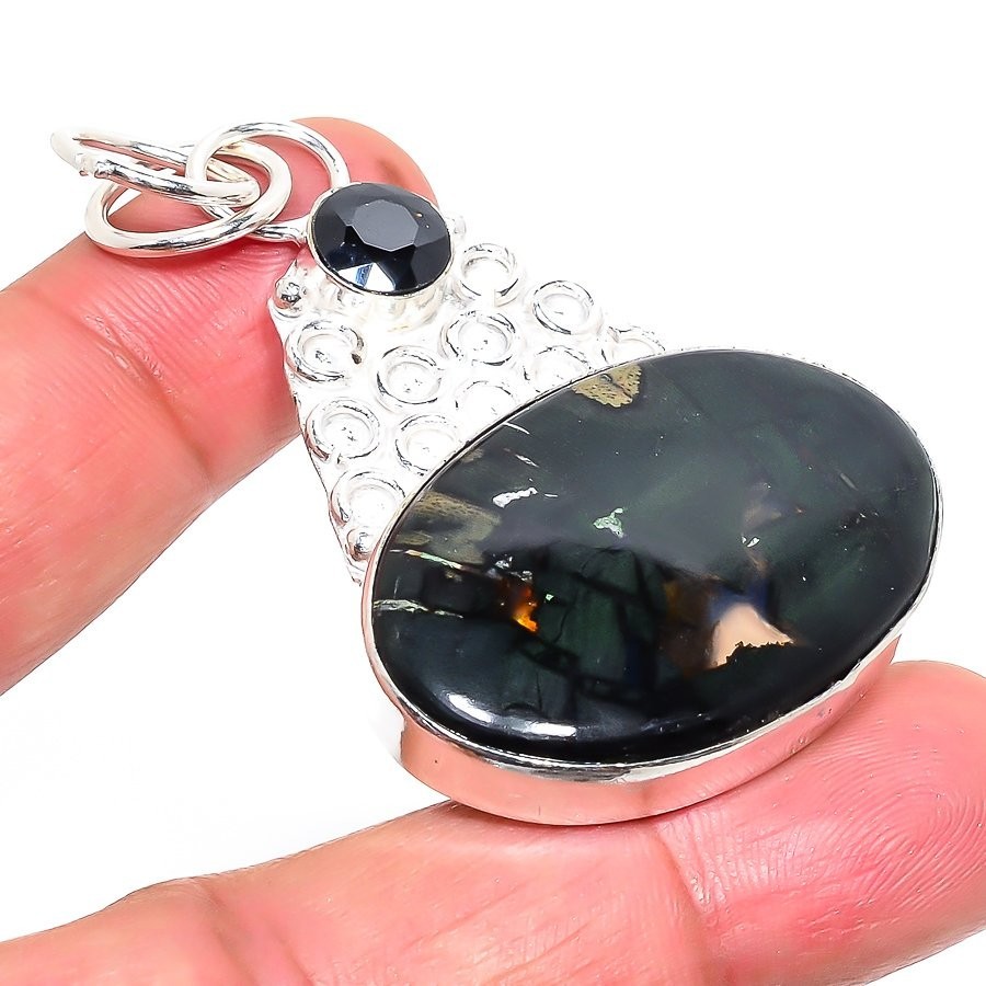 Picasso Jasper Gemstone Handmade 925 Sterling Silver Jewelry Pendant  RM-97