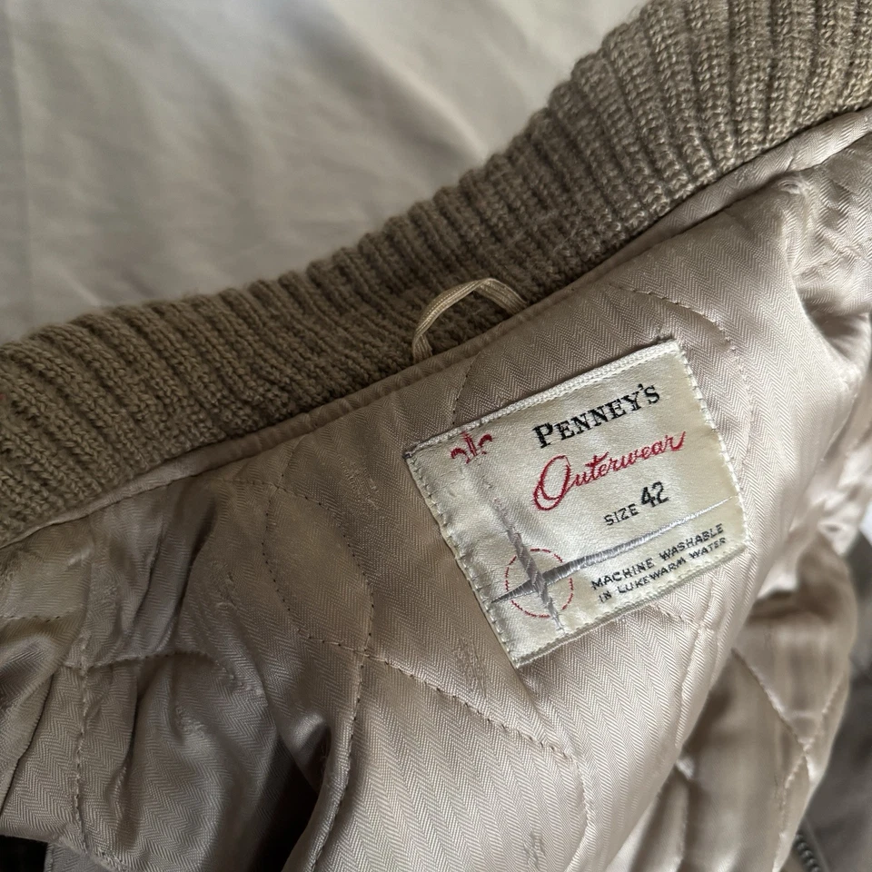 Abrigo Chaqueta Forrada con Edredón Prendas Exteriores Penney Años 50 De Colección 42 Corona Cremallera C&C Bombardero Foto 4 de 4
