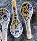SET OF 4 BLUE DOUBLE HAPPINESS PORCELAIN SPOONS Excellent Condition Chinese  — photo 8