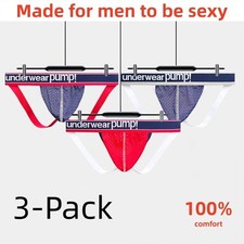 Image of 3 Pack Men's Sexy Mesh Jockstrap Underwear, Breathable Athletic Jock Briefs