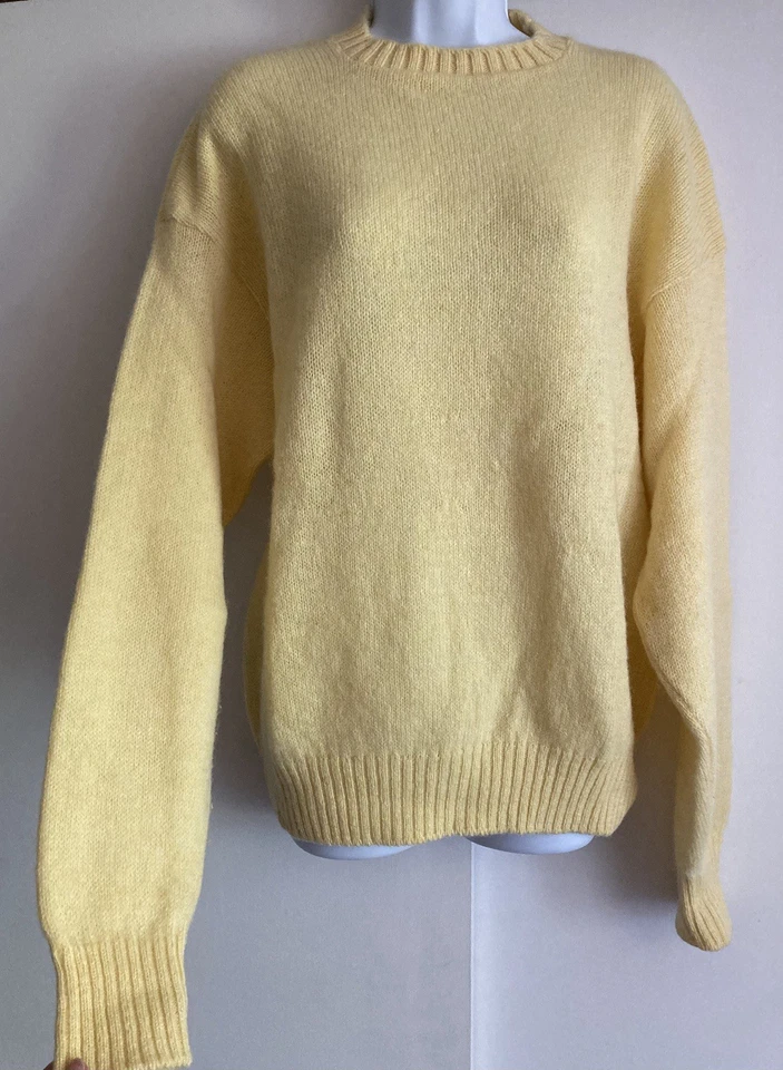 Suéter Vintage Amarillo Mantequilla The Moors Lord Jeff 100% Lana Shetland Pura, Talla L Foto 3 de 4
