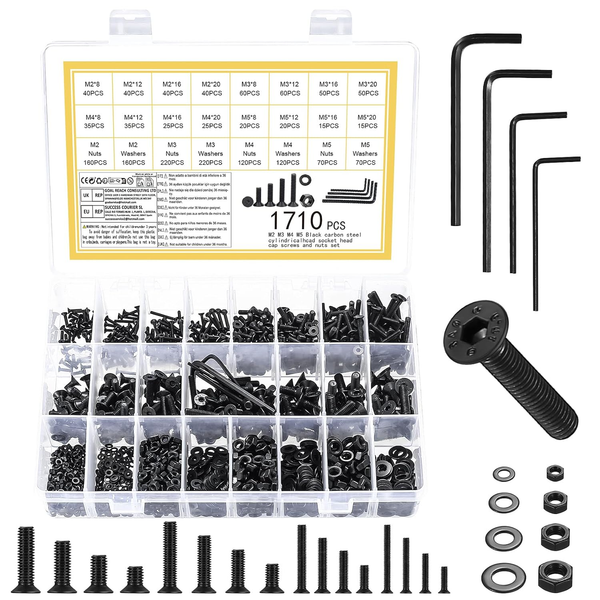 1710 StüCk Senkkopfschrauben Muttern Set, M2 M3 M4 M5 Schrauben Set, Flachkopf M-image