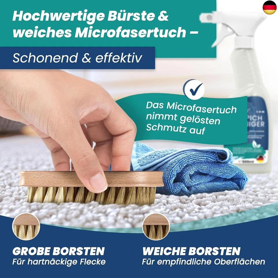 Treufix - Teppichreiniger & Polsterreiniger [Profi SET inkl. Teppichbürste - Bild 3 von 4