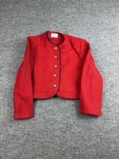 Vintage Pendleton Jacket Womens Medium Red Wool Cropped Blazer Made USA 80s