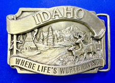 State of IDAHO Where Life's Worth Living Vintage 1983 Siskiyou Belt Buckle