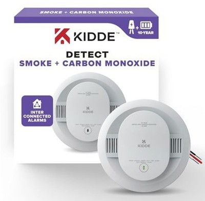 Kidde Combo Smoke + CO Alarm, Hardwired With 10-Year Backup Battery 30CUA10