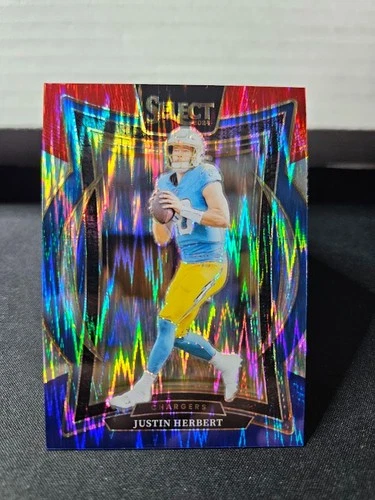2024 Panini Select - Concourse Justin Herbert #41 Red &amp; Blue Shock Prizm