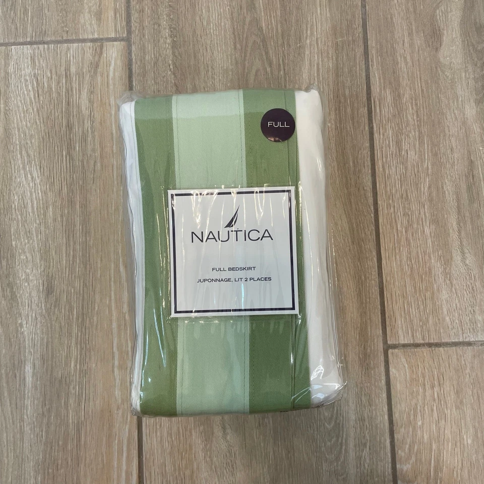 Nautica Port Elizabeth полный юбка для кровати зеленый белый в полоску новый нераспакованный 54 x 76 новый - Изображение 4 из 4