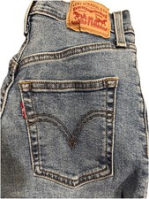 Levi  s Ribcage Straight Ankle Jeans Women  s 25 High Rise Button Fly Blue Denim