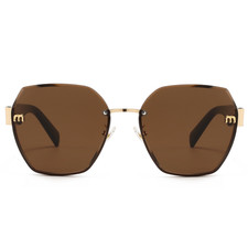 Miu Mi 25030 Sunglasses Gold Frame Brown Resin Lenses 55-18-145mm UV