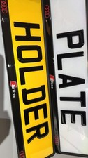 2 x Audi Red SLine 3D Gloss Gel - Quick Release - Number Plate Holders