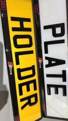 1 x Audi Red  SLine 3D Gloss Gel - Quick Release - Number Plate Holder