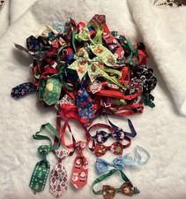 100 pc dog cat Christmas Adjustable Neckties bowties New Bulk Collar S M Pets