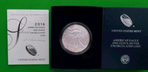 2016-W. AE, SILVER UNCIRCULATED COIN- ANNIVERSARY ISSUE WITH EDGE LETTERING