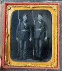 Civil War 1/6 Ambrotype Photo of 2 Armed Soldiers w/ Potential ID