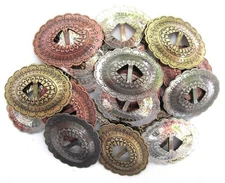 Conchos Mixed Finishes Western 1 1/4" Oval; Scalloped Style Slotted... Fast Ship