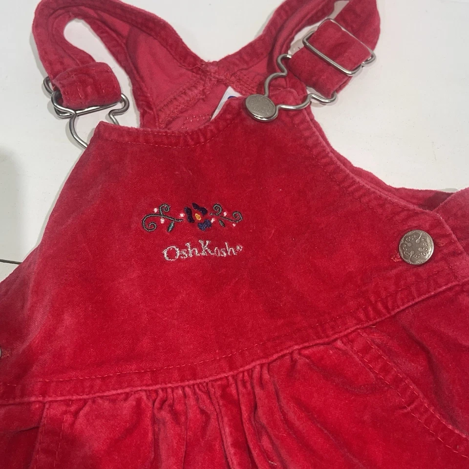 Mono vintage Oshkosh B’gosh terciopelo rojo vacaciones de Navidad bebé 18 meses 90 Foto 4 de 4