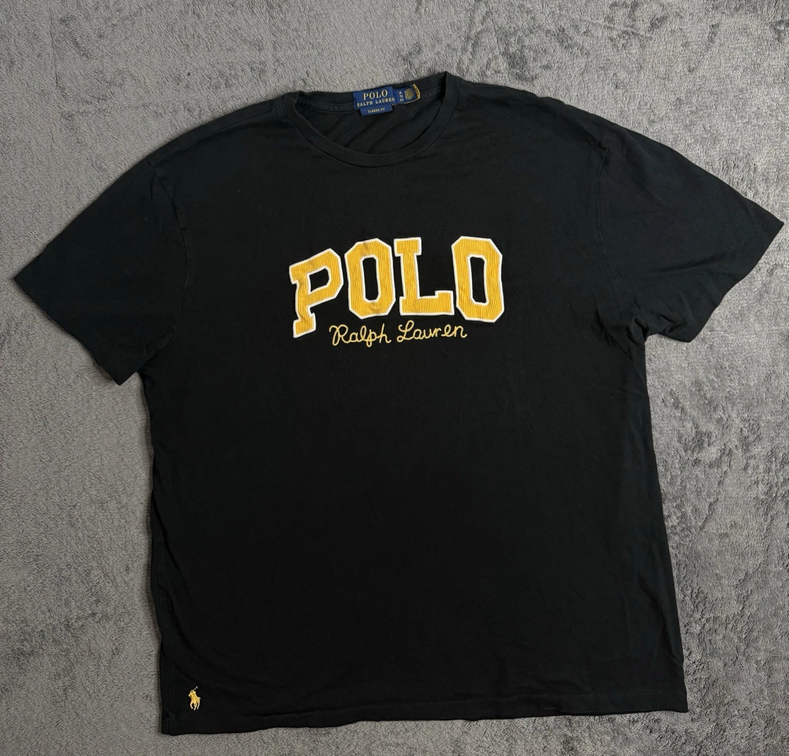 Polo Ralph Lauren Script Spellout Embroidered Logo Shirt Black Mens Size XL