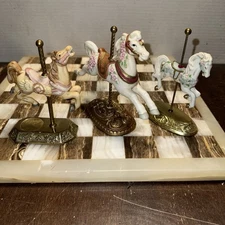 Lot Of 3 Vintage Carousel Horses Mini Group II Homeco