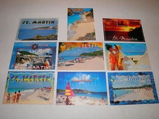Lot of 9 Nice " Saint Martin, Sint Maarten, Antilles "  Postcards -- All Sleeved